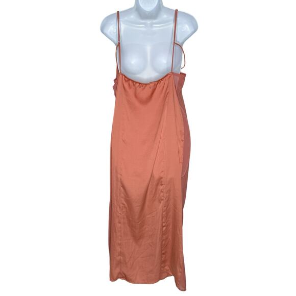 Free People XL Intimately FP City Cool Midi Slip Dress Canyon Clay Satin *flaw - Picture 2 of 12